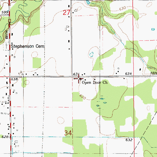 Topographic Map of Open Door Church, MI