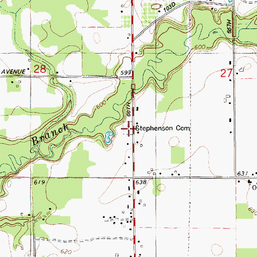 Topographic Map of Stephenson Cemetery, MI