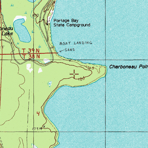 Topographic Map of Charboneau Point, MI