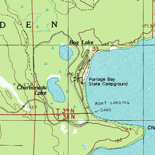 Topographic Map of Portage Bay State Campground, MI