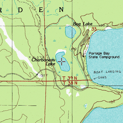 Topographic Map of Charboneau Lake, MI