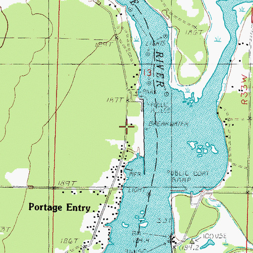 Topographic Map of Portage River Harbor of Refuge, MI