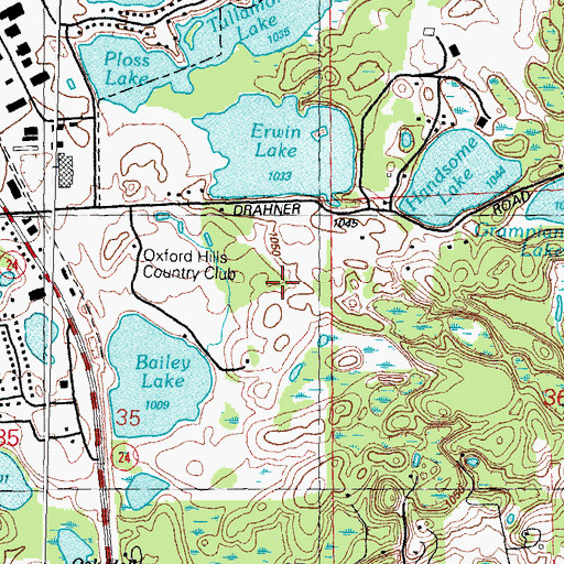 Topographic Map of Oxford Hills Country Club, MI