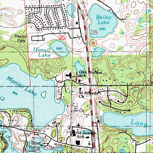 Topographic Map of Oak Hollow Christian School, MI