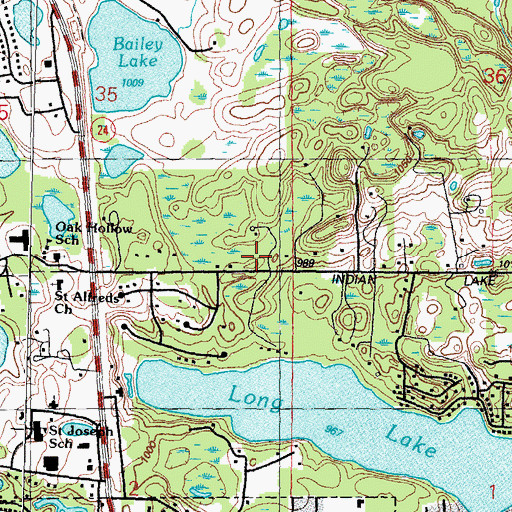 Topographic Map of Blanch Simms School, MI