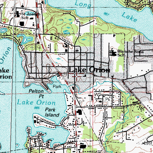 Topographic Map of Lake Orion United Methodist Church, MI