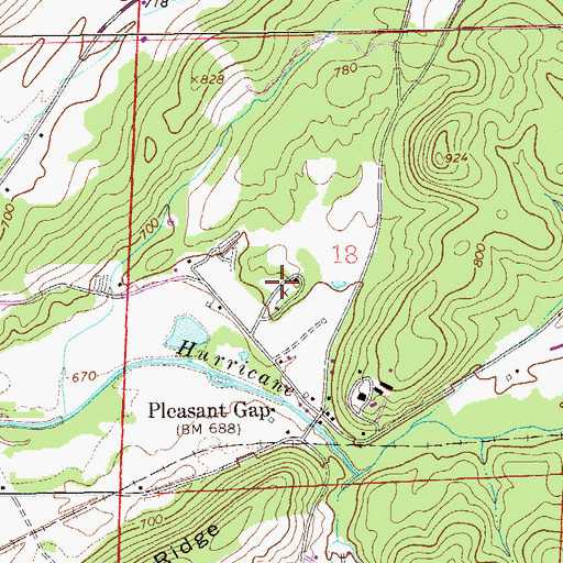 Topographic Map of Pleasant Gap Cemetery, AL
