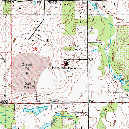 Topographic Map of Hamilton-Parsons School, MI