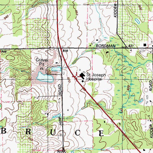 Topographic Map of Saint Joseph Hospital, MI