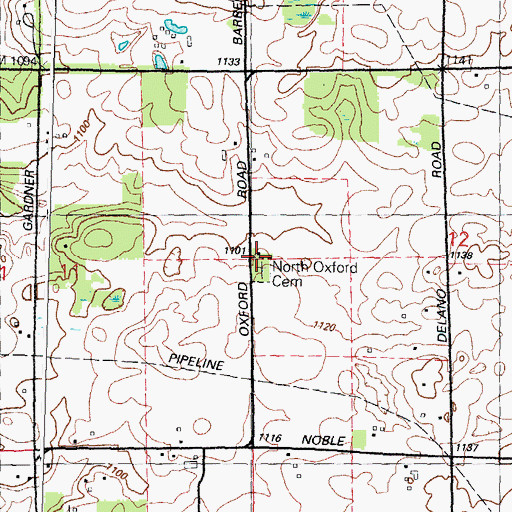 Topographic Map of North Oxford School (historical), MI