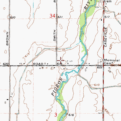 Topographic Map of Memorial Cemetery, MI