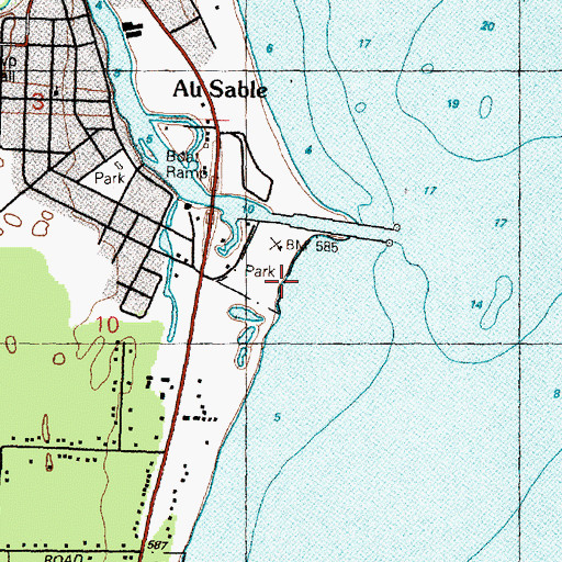 Topographic Map of AuSable River Park, MI