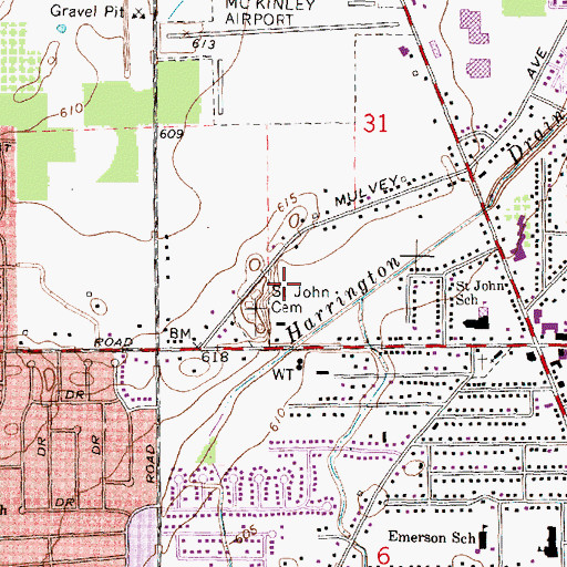 Topographic Map of McKipley Airport (historical), MI