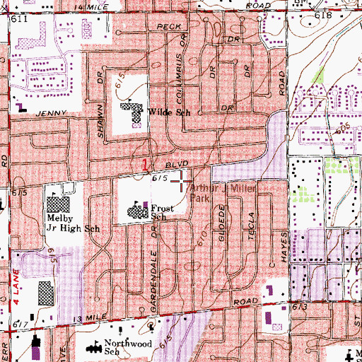 Topographic Map of Arthur J Miller Park, MI