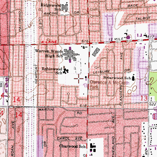 Topographic Map of Clarence A McGrath Park, MI