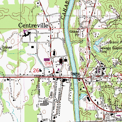 Topographic Map of Bibb County High School, AL
