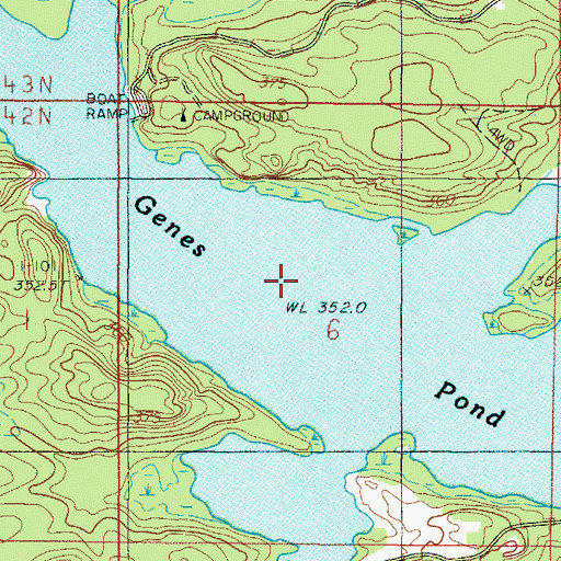 Topographic Map of Gene Pond, MI