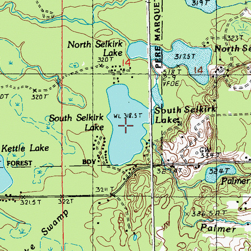 Topographic Map of Camel Lake, MI
