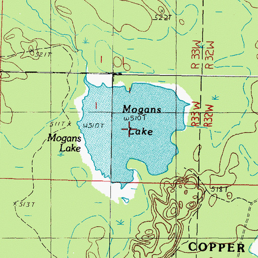 Topographic Map of Mogans Lake, MI