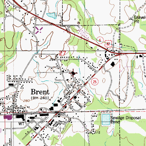 Topographic Map of Brent Elementary School, AL
