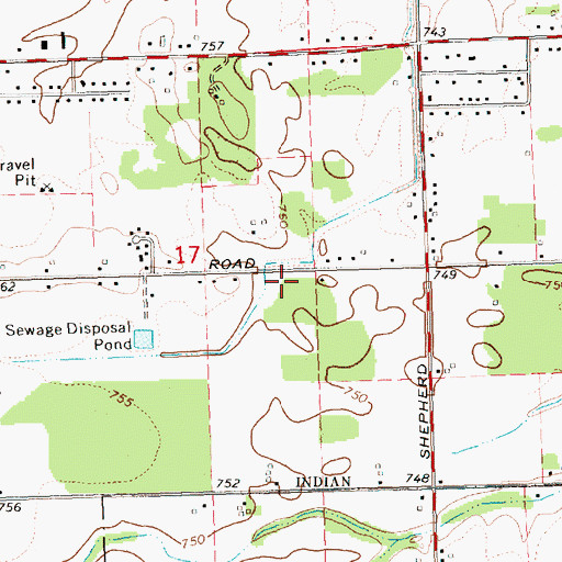 Topographic Map of Isabella Indian Reservation, MI