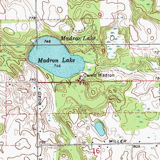 Topographic Map of Camp Madron, MI