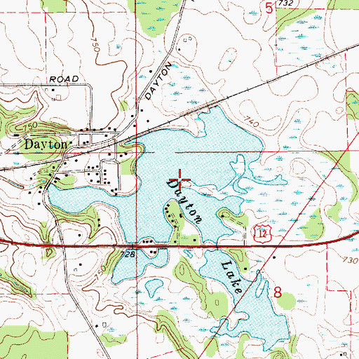 Topographic Map of Dayton Lake, MI