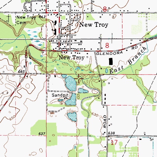 Topographic Map of East Branch Galien River, MI