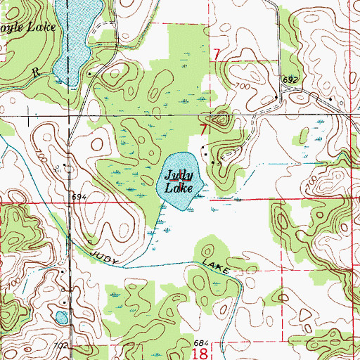 Topographic Map of Judy Lake, MI