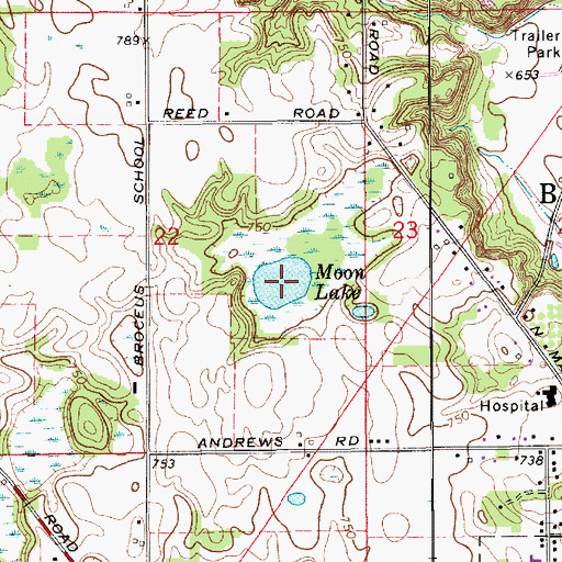 Topographic Map of Moon Lake, MI