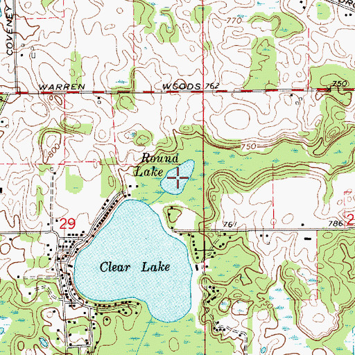Topographic Map of Round Lake, MI
