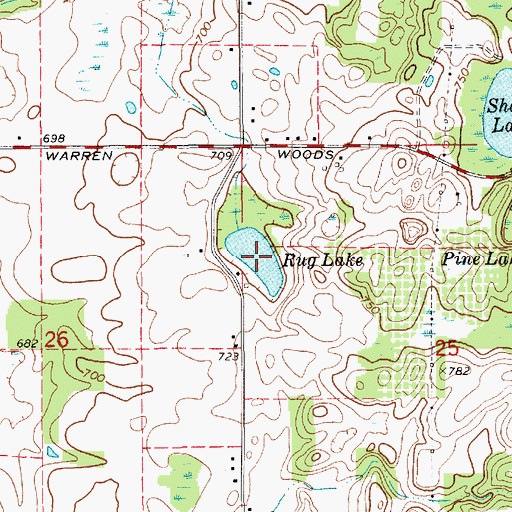 Topographic Map of Rug Lake, MI