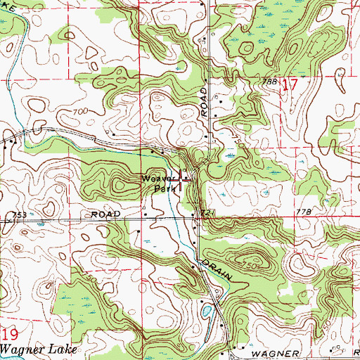 Topographic Map of Weaver Park, MI