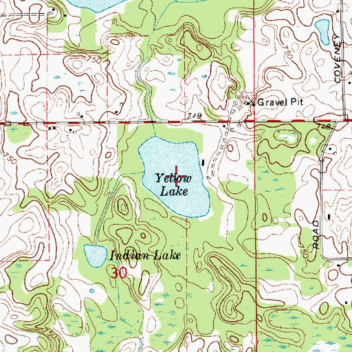 Topographic Map of Yellow Lake, MI