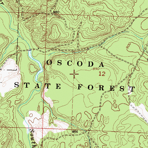 Topographic Map of Oscoda State Forest, MI