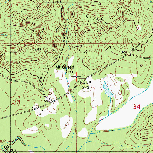 Topographic Map of Mount Gilead Baptist Church, AL