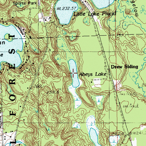 Topographic Map of Abeys Lake, MI