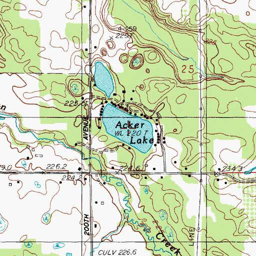Topographic Map of Acker Lake, MI