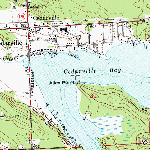 Topographic Map of Ailes Point, MI