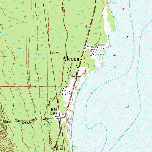 Topographic Map of Alcona, MI