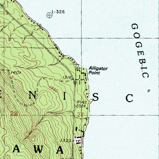 Topographic Map of Alligator Point, MI