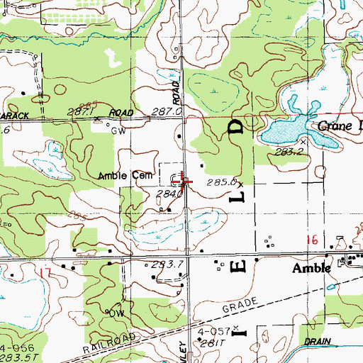 Topographic Map of Amble Cemetery, MI