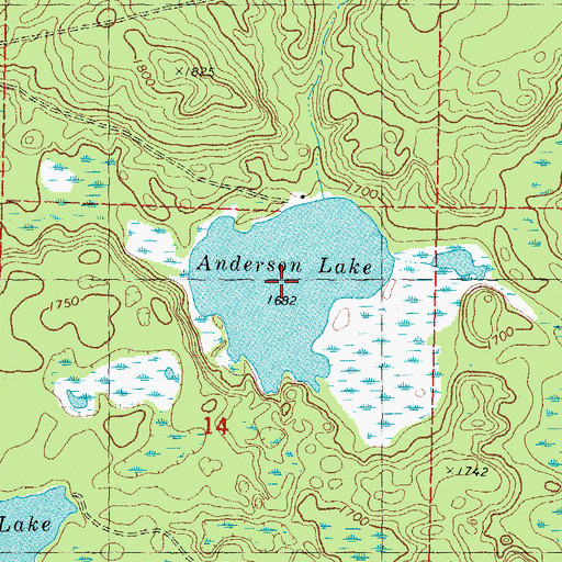 Topographic Map of Anderson Lake, MI