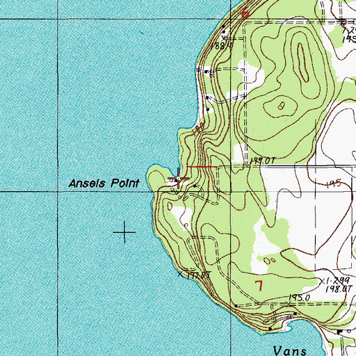 Topographic Map of Ansels Point, MI
