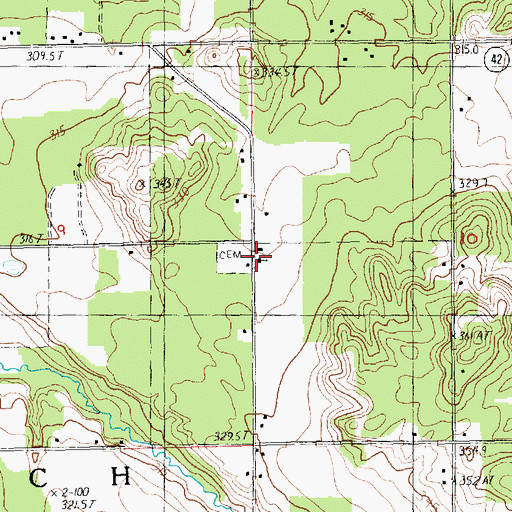 Topographic Map of Antioch Church, MI