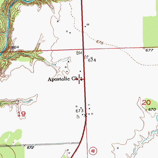 Topographic Map of Apostolic Church, MI