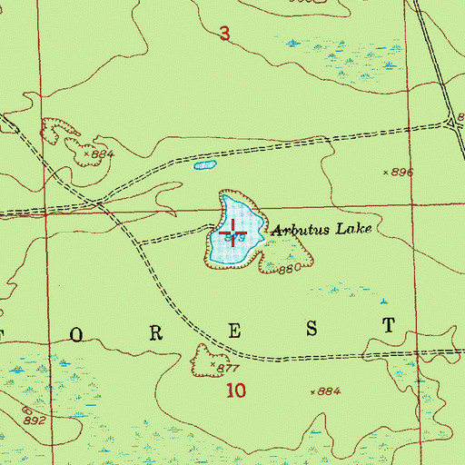 Topographic Map of Arbutus Lake, MI