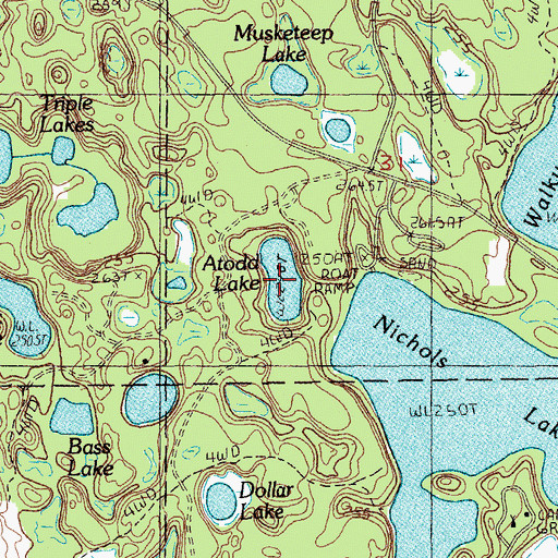 Topographic Map of Atodd Lake, MI