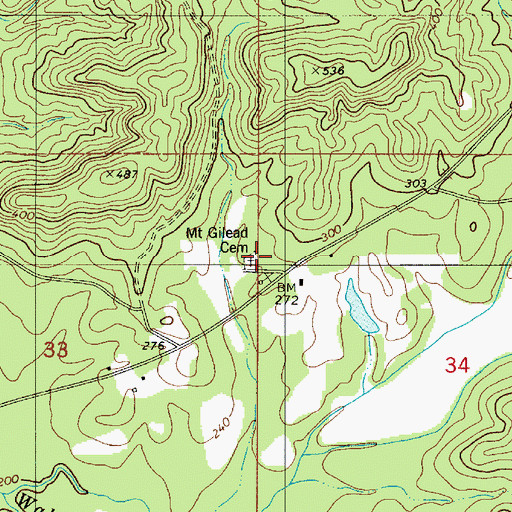 Topographic Map of Mount Gilead Cemetery, AL