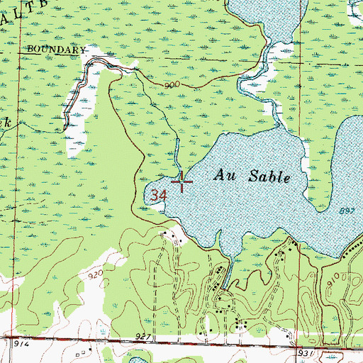 Topographic Map of Au Sable Creek, MI